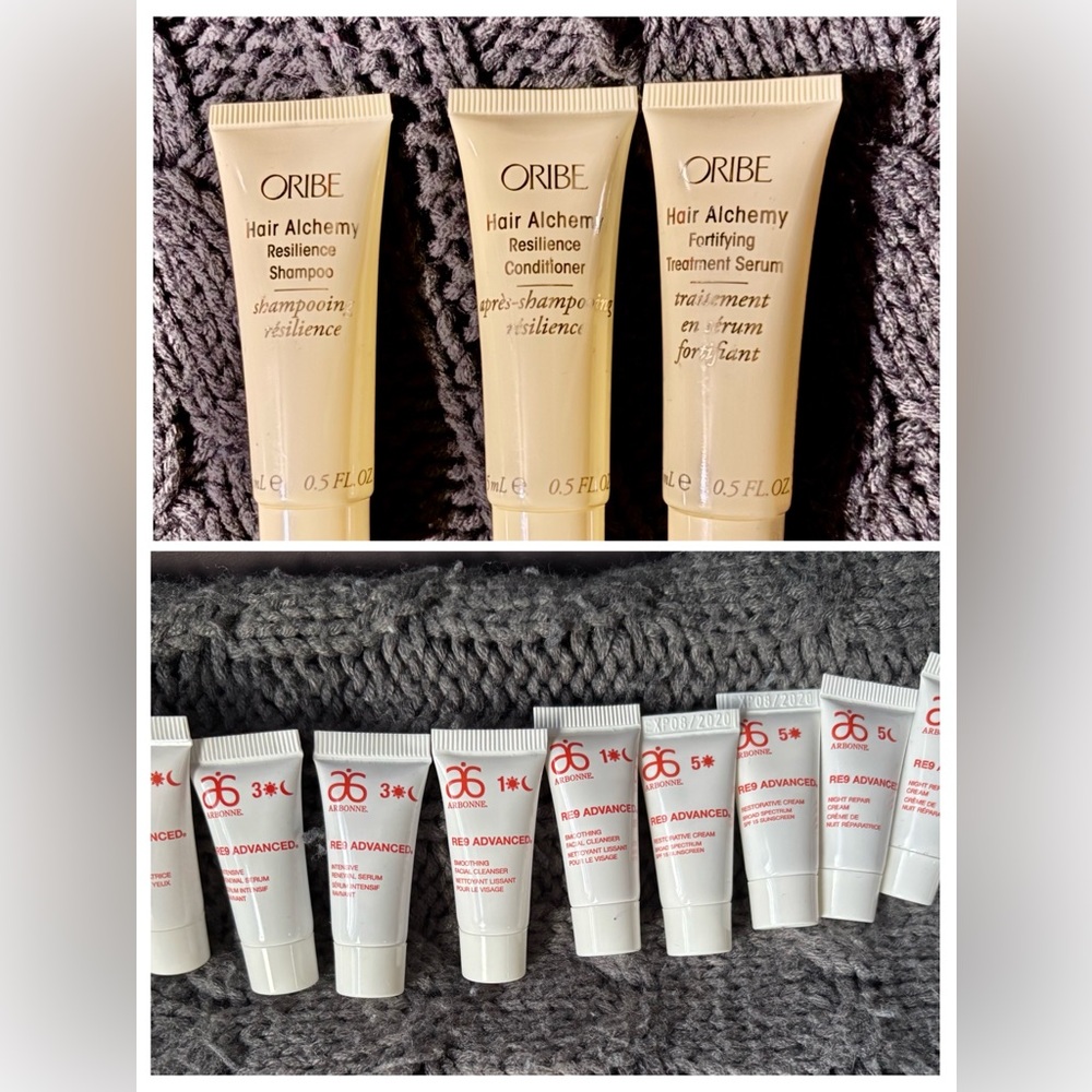 Oribe Hair Alchemy & Arbonne travel sets